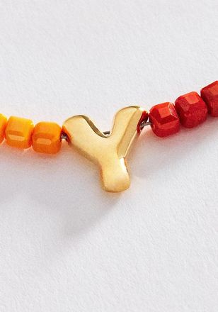 Anthropologie Colorful Beaded Initial Necklace