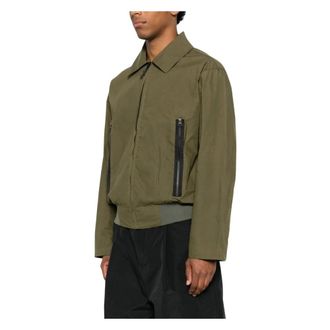 GR10K Light Jackets, male, Green, Size: XL Waxed Collar Jacket