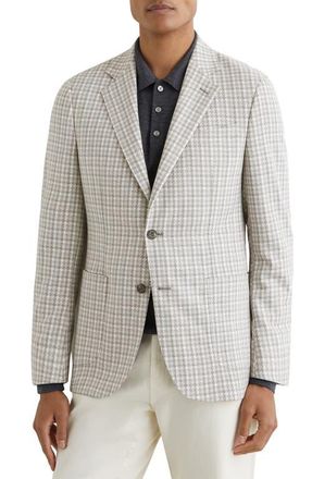 Reiss Canty Soft Grey Houndstooth Knit Sport Coat at Nordstrom, Size 44