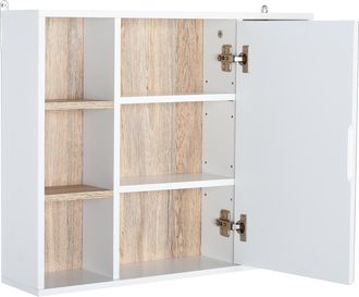 HOMCOM Homcom Armadietto Con Specchio In Truciolato E Mdf Bianco E Color Legno