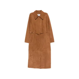 BA&SH Tie-waist Leather Coat