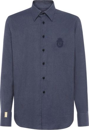 Billionaire Boys Club Flannel Shirt LS Slim Fit Crest - Heren - Casual Overhemden - Blauw - 3XL - Katoen - Overhemden