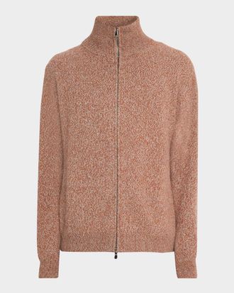 Bergdorf Goodman Men & apos;s Tricolor Marled Full Zip Sweater