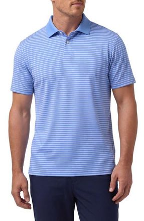Mizzen+Main Sawyer Trim Fit Performance Golf Polo in Skyline Blue White Stripe at Nordstrom, Size Xx-Large