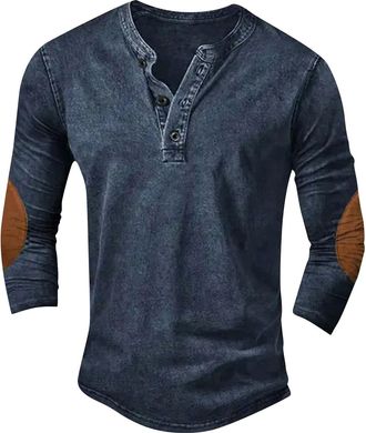 Generic Half Button Shirt Men 3/4 Sleeve Shirt Mens Urban Stylish-Button Up Shirt Men Slim Fit Leisure MenS Undershirts V Neck Smart Shirt Men Casual Shirts F