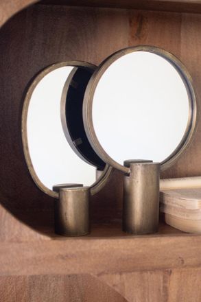 Kalalou Set Of Two Antique Gold Tabletop Mirrors