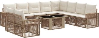 vidaXL Conjunto De Sof&aacute;s De Jard&iacute;n 11 Uds. Beige Y Blanco Crema Vidaxl