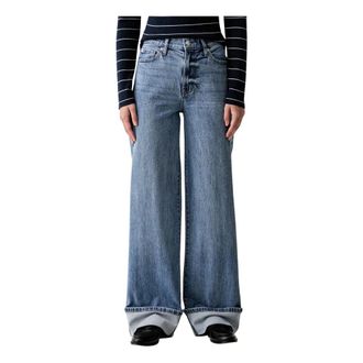 DKNY Wide Leg con Dobladillo Tiro Alto - Jeans - Mujer - Azul - W30