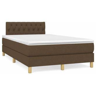 vidaXL Cama Box Spring Con Colch&oacute;n Y Led Tela Marr&oacute;n Oscuro 120x190 Cm Vidaxl