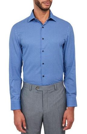 W.R.K Dot Geo Print Stretch Performance Dress Shirt in Blue at Nordstrom Rack, Size 15.5