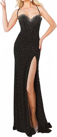 Jovani Spaghetti Strap Long Formal Gown In Black