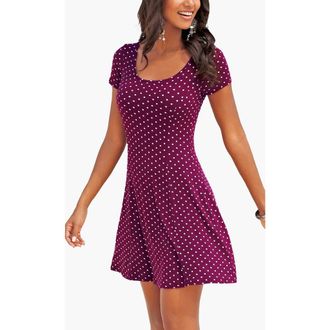 Lascana Womens Polka Dot Print Dress in Bordeaux Multi at Nordstrom, Size 12