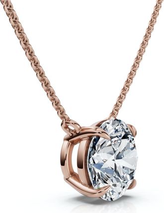 Pompeii3 1Ct Floating Solitaire Diamond Pendant 14k Gold Womens 18 Necklace Lab Grown