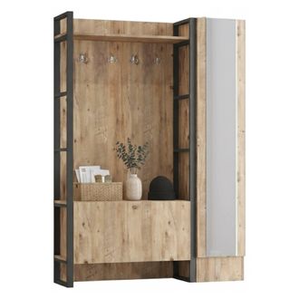 Dmora Mueble De Entrada Damasco, Espejo Incluido, Perchero, 5 Estantes, 126x34x180h Cm Roble Marr&oacute;n