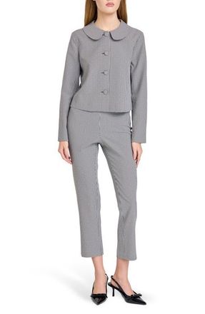 Wayf Melina Houndstooth Crop Jacket in Black/white Houndstooth at Nordstrom, Size X-Small