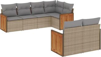 vidaXL Vidaxl - Set Sof&aacute;s De Jard&iacute;n 7 Piezas Y Cojines Rat&aacute;n Sint&eacute;tico Beige