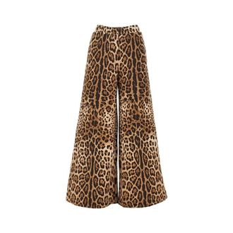 Dolce & Gabbana Wide-leg pants with leopard-print Woman 42