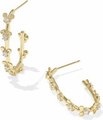 Kendra Scott Womens Mickey Minnie Mouse Hoop Earrings In Gold White Crystal