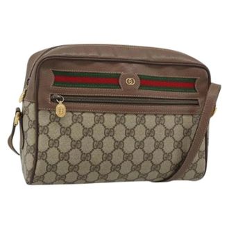 Gucci Pre-owned Vintage GG Canvas Shoulder Bag - Dames - Pre-owned - Beige - Maat: ONE Size Leer