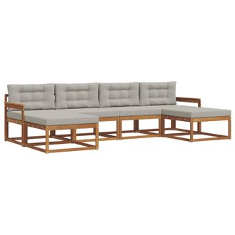 vidaXL Conjunto De Sof&aacute;s De Exterior 6 Pcs Gris Natural Y Claro Vidaxl