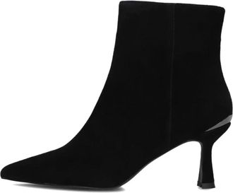 Stefano Lauran Zwarte Su&egrave;de Enkellaarsjes met Kitten Hak - Dames - Laarzen met Hak - Zwart - 37 EU - Su&egrave;de - Schoenen