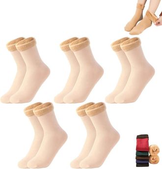 Generic Super Plush & Thermal Socks, Soft Thickened Warm Fleece-Lined Socks for Snow and Cold Weather (5pair-B,One Size)