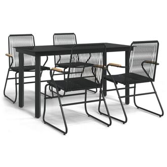 Berkfield Home 5 Piece Garden Dining Set Black PVC Rattan