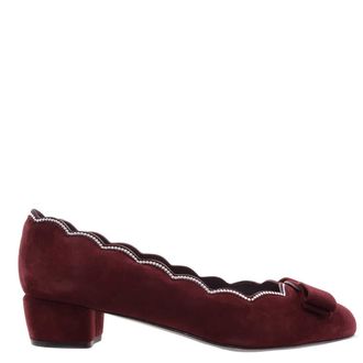 Ferragamo Ferragamo Vara Studded Scalloped Suede Pumps Size 7 D