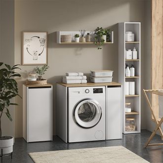 Vicco Conjunto De Muebles De Ba&ntilde;o Viktor, Blanco/roble Artesanal, 4 Piezas, Vicco
