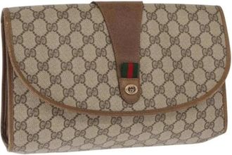 Gucci Pre-owned Clutches, female, Beige, Size: ONE SIZE Pre-owned Canvas Clutch