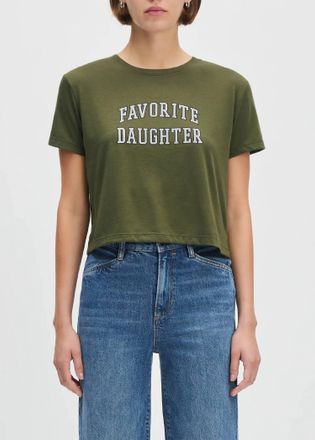 Favorite Daughter Cropped Collegiate Tee In Gardenia Smoketree