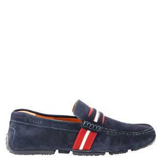 Bally Mens Pietro Driver Loafers In Navy, Brand Size 5.5 (US Size 6.5 EEE)