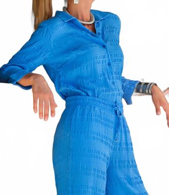 FDJ On The Boardwalk Crinkle Shirt - Plus In Cobalt