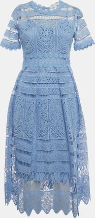 Maje Blue Roseray Lace Zip Up Midi Dress