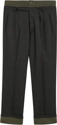 Prada Straight Trousers, male, Gray, Size: XL Wool Pants with Cotton Details