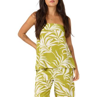 O'Neill Marissa Tropical Print Tube Top in Chartreuse at Nordstrom, Size Xx-Large