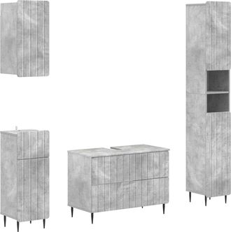 vidaXL Juego De Armarios De Ba&ntilde;o De 4 Piezas Zwolle Gris Hormig&oacute;n Vidaxl