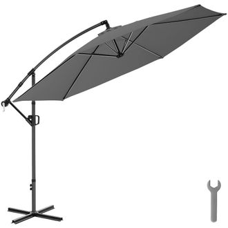 TecTake Parasol 360&deg; rotating umbrella, 3.5 x 3.5 m in Grey | Size: Large