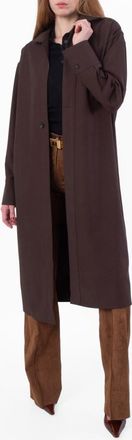 Ferragamo Dark Brown Minimalist Long Overcoat, Brand Size 44 ( US Size 10 )