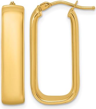 Diamond2Deal 14K Yellow Gold 6mm Elongated Oval Hoop Earrings