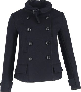 Isabel Marant Etoile Double-Breasted Coat in Navy Blue Wool