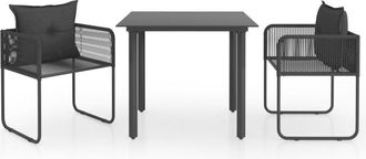 vidaXL Set De Comedor De Jard&iacute;n De 3 Piezas Pvc Rat&aacute;n Negro Vidaxl