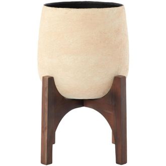 Light & Living Maceta Light & Living Karuna Sobre Pie En Papel Mach&eacute; Beige