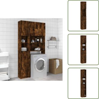 vidaXL The Living Store Armadietto Bagno Rovere Fumo 32x25,5x190 cm Legno Ingegnerizzato - Armadio da bagno