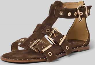 Alma En Pena Sandalette aus Leder mit Nieten in Dunkelbraun, Gr&ouml;&szlig;e 36