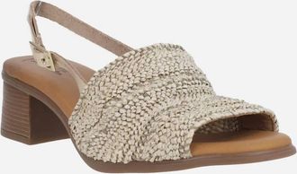 Eric Michael Womens Rafa Low Heel Woven Slingback Sandal In Off White/ Beige