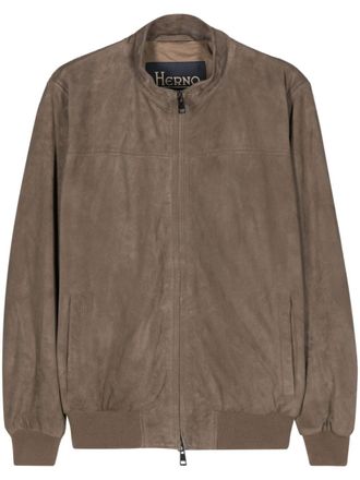 Herno panelled leather jacket - men - Polyester/Goat Skin/Cotton/Polyester/Spandex/Elastane - 54 - Brown