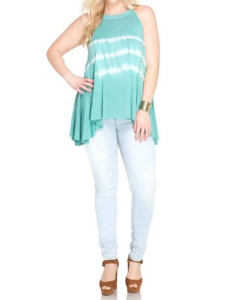She + Sky Sleeveless Tie Dye Tank In Dusty Jade