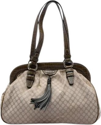 Celine Pre-owned Canvas Satchel - Dames - Vintage Schoudertas - Beige - ONE Size - Leer - Vintage