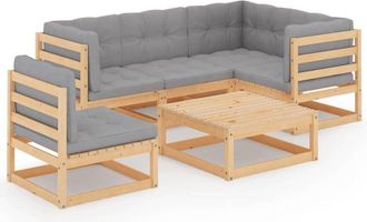 vidaXL Vidaxl - Muebles De Jard&iacute;n 6 Piezas Con Cojines De Madera De Pino Maciza